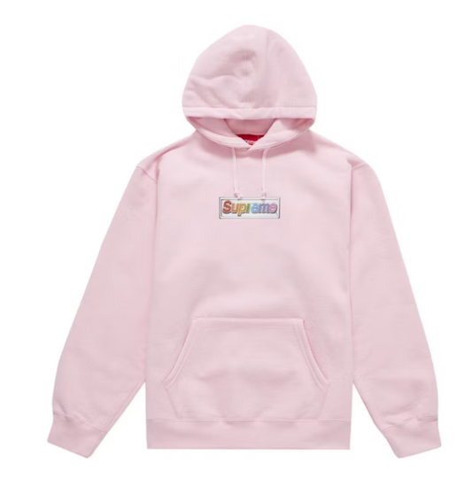 Supreme Bling Box Logo Hooded Sweatshirt Light Pink