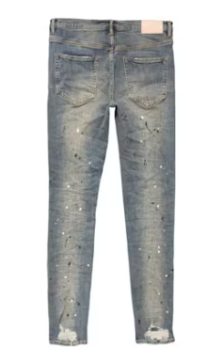 PURPLE BRAND Mid Rise Destroy Paint Jeans Blue