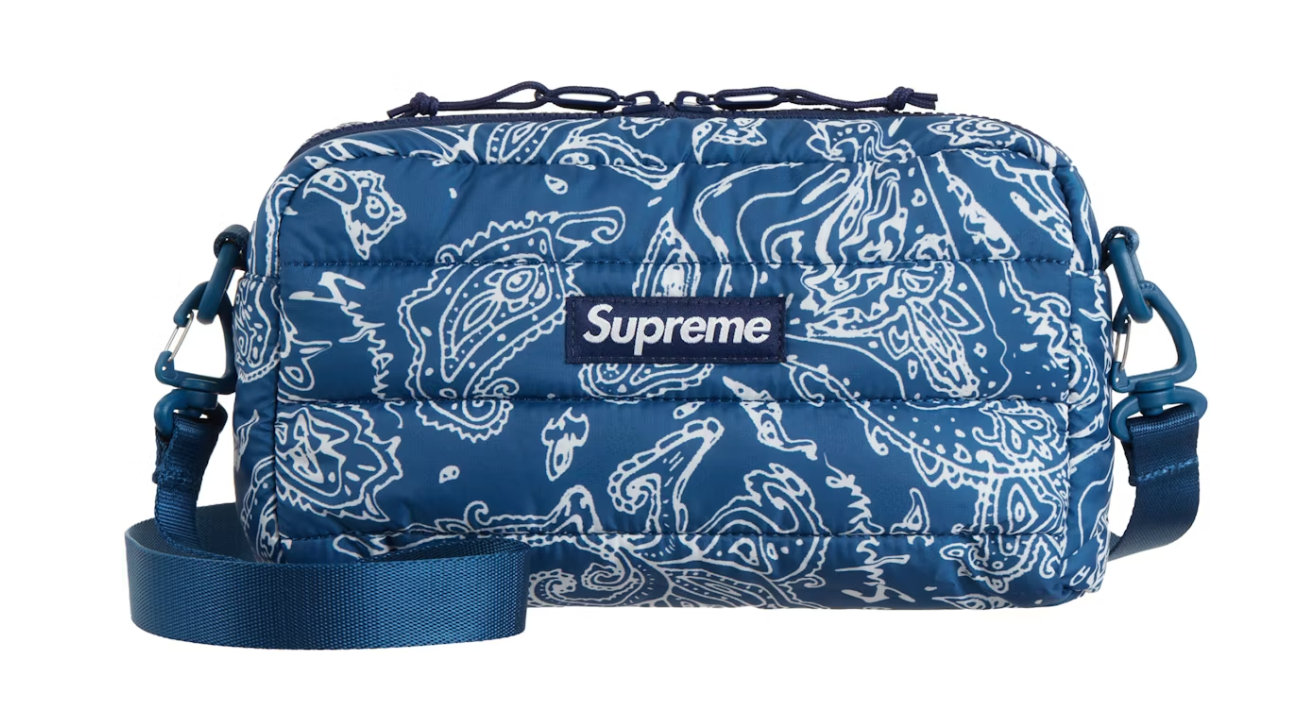 Supreme Puffer Side Bag Blue Paisley