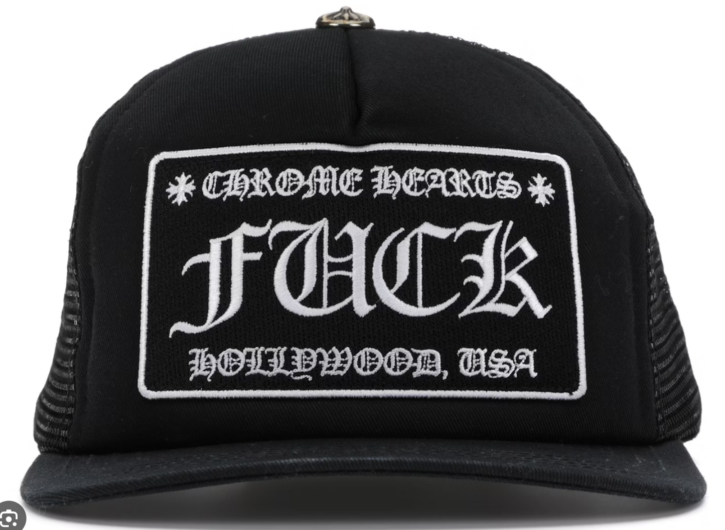 Chrome Hearts FUCK Hollywood Trucker Hat Black/Black