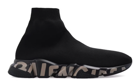 Balenciaga Speed Graffiti Trainers Black Dark Beige
