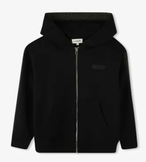 Lanvin Black Embroidered Logo Zip-Up Hoodie