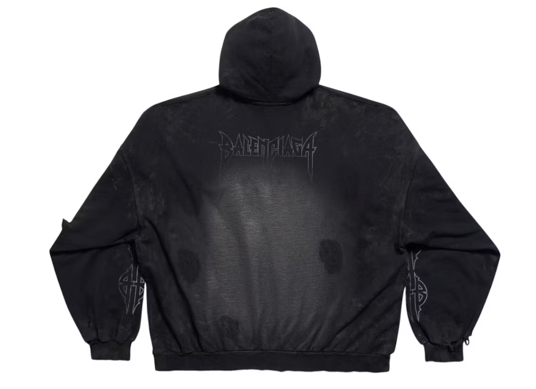 Balenciaga Paris Moon No Pocket Hoodie Oversized Faded Black