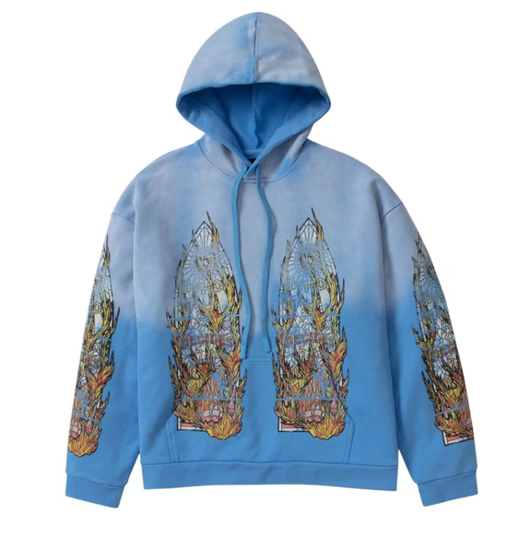 Who Decides War Faded Flame Glass Hooded Pullover Blue