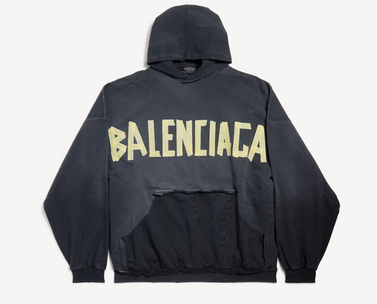 Balenciaga Tape Type Ripped Pocket Hoodie Oversized Navy