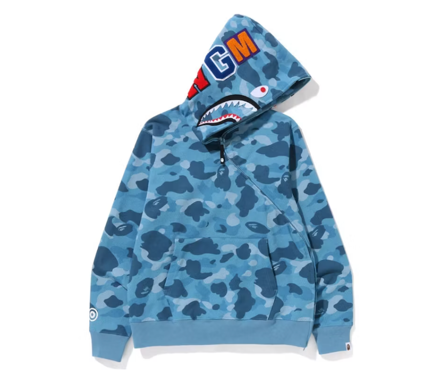 BAPE Honeycomb Camo Shark Full Zip Hoodie Blue