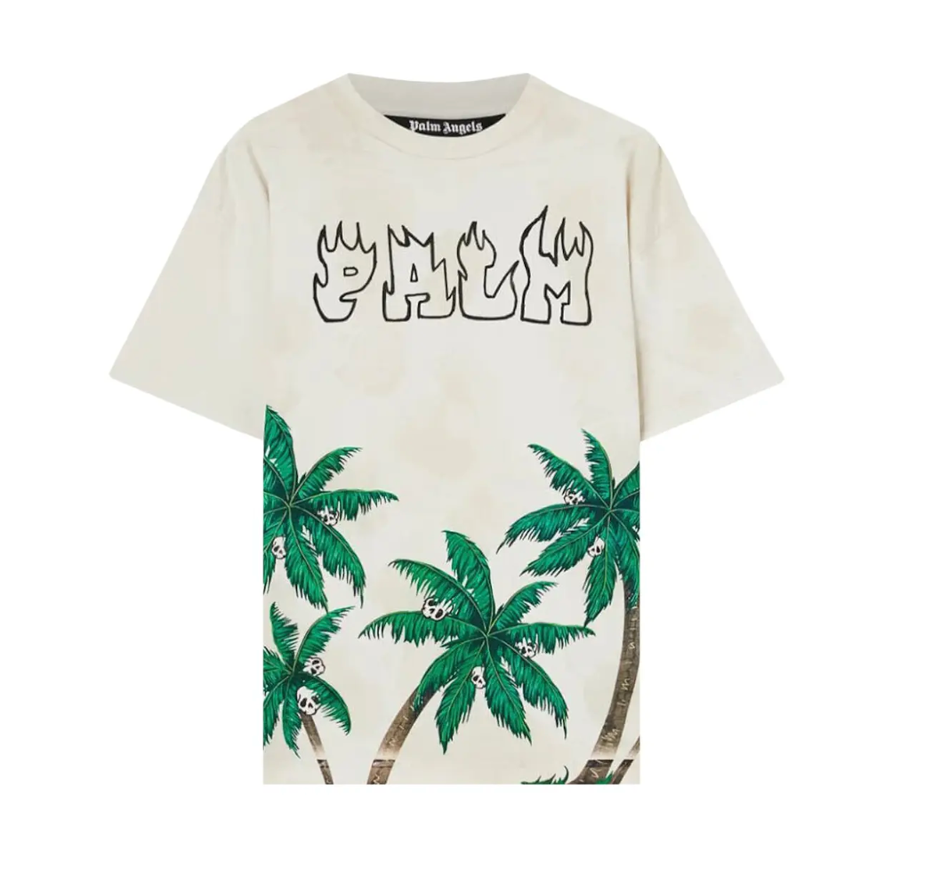 Palm Angels Palms And Skull Vintage Tee White
