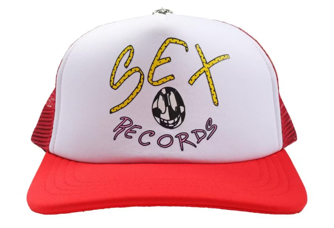 Chrome Hearts Matty Boy Sex Records Logo Trucker Hat Red/White