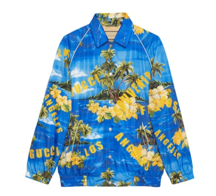 Gucci Souvenir From Los Angeles Print Nylon Jacket Blue/Yellow