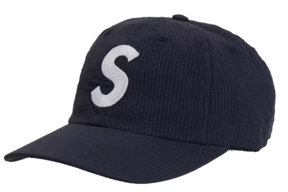 Supreme Seersucker S Logo 6-Panel Navy