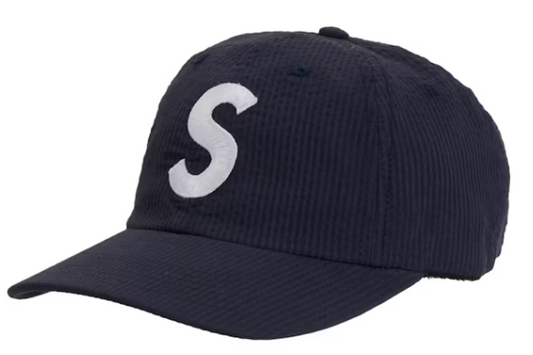 Supreme Seersucker S Logo 6-Panel Navy