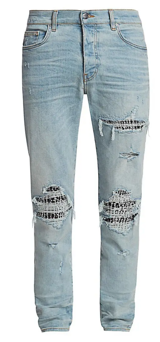 Amiri MX1 Zebra Leather Patch Jeans Indigo