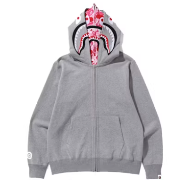 BAPE ABC Camo Shark Wide Fit Full Zip Double Hoodie Gray