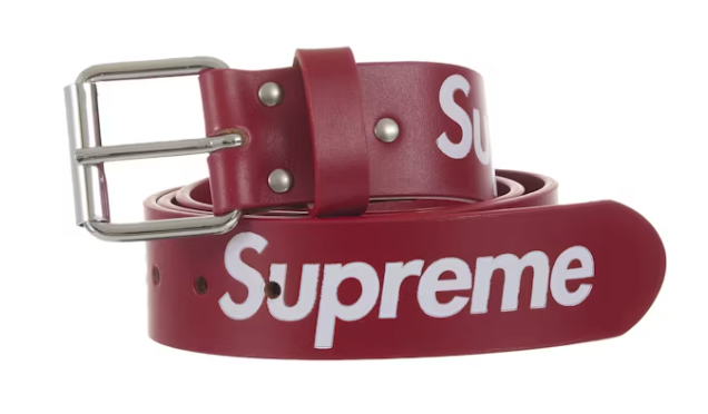 Supreme Repeat Leather Belt (FW25) Red