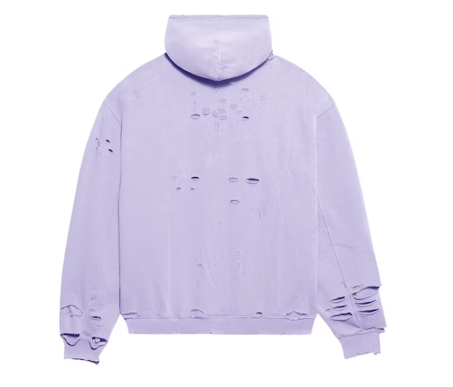 Balenciaga Caps Destroyed Oversize Fit Hoodie Light Purple/White