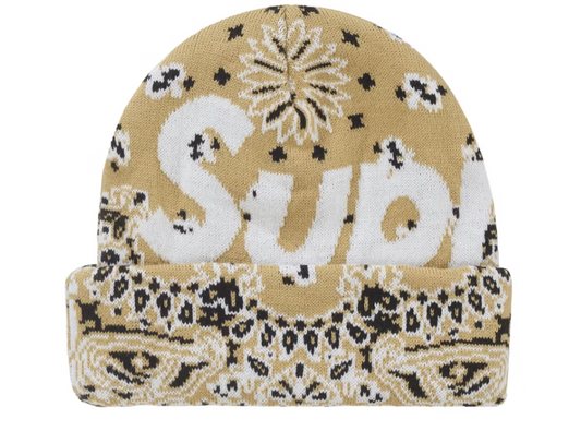 Supreme Bandana Big Logo Beanie Beige