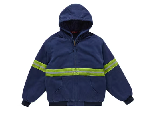 Supreme Reflective Stripe Hooded Work Jacket Navy