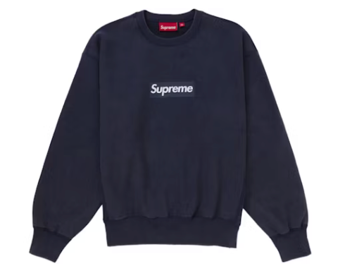 Supreme Washed Box Logo Crewneck Navy