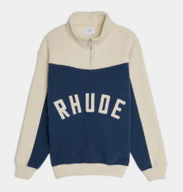 Rhude Contrast Quarter Zip Varsity Blue Sweatsuit Top & Bottom Set