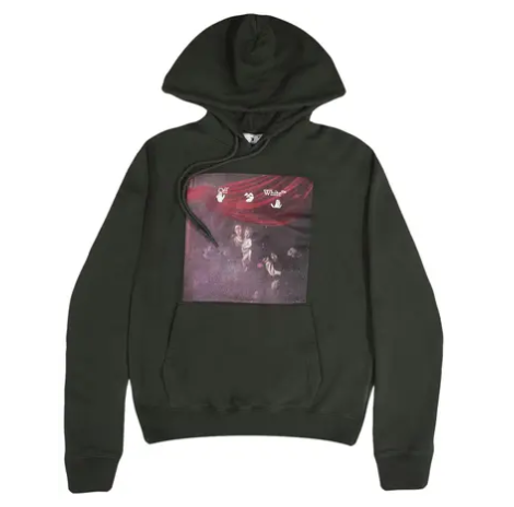 Off-White Sprayed Caravaggio Slim Hoodie Green/White