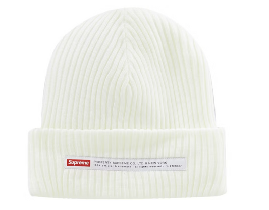 Supreme Property Label Beanie White