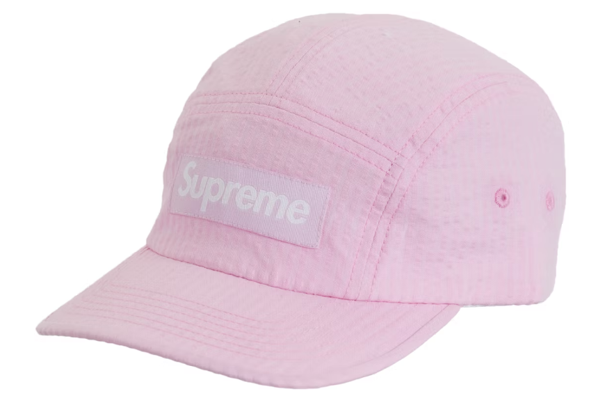 Supreme Washed Seersucker Camp Cap Light Pink