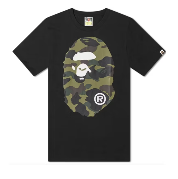 BAPE A Bathing Ape 1st Camo Big Ape Head RLX Tee Black/Green