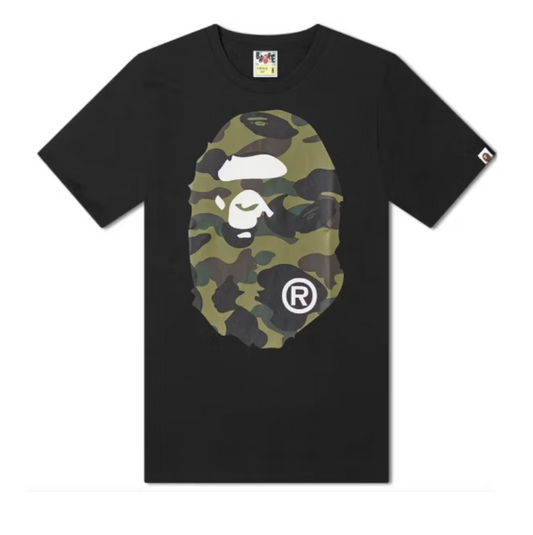 BAPE A Bathing Ape 1st Camo Big Ape Head RLX Tee Black/Green