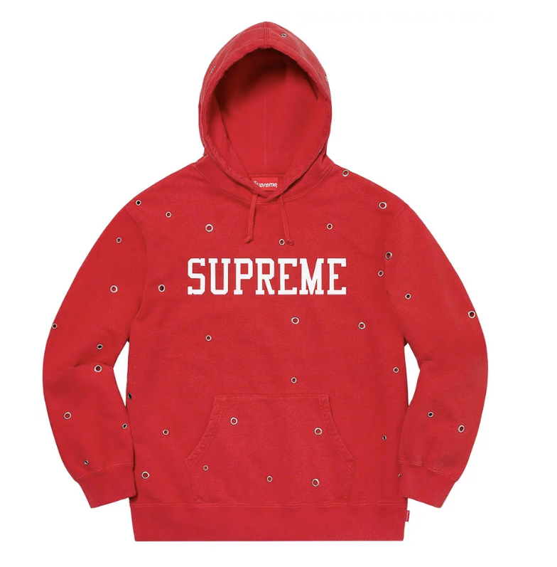 Supreme Eyelet Hooded Sweatshirt Red