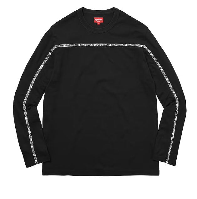 Supreme Tape Stripe L/S Pique Top Black