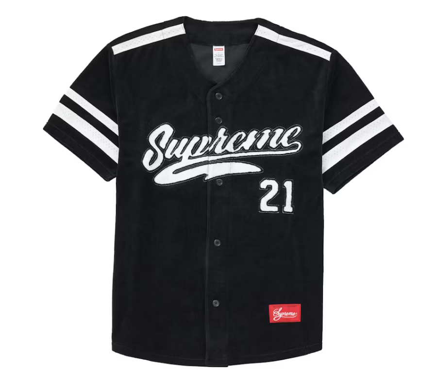 Supreme Velour Baseball Jersey Black