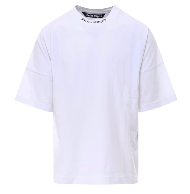 Palm Angels Mock Neck Logo Oversized T-Shirt White/Black