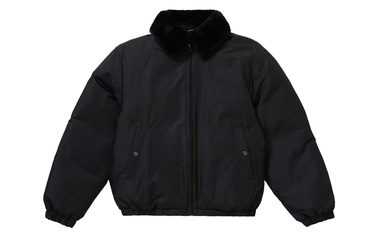 Supreme Burberry Shearling Collar Down Puffer Jacket Black