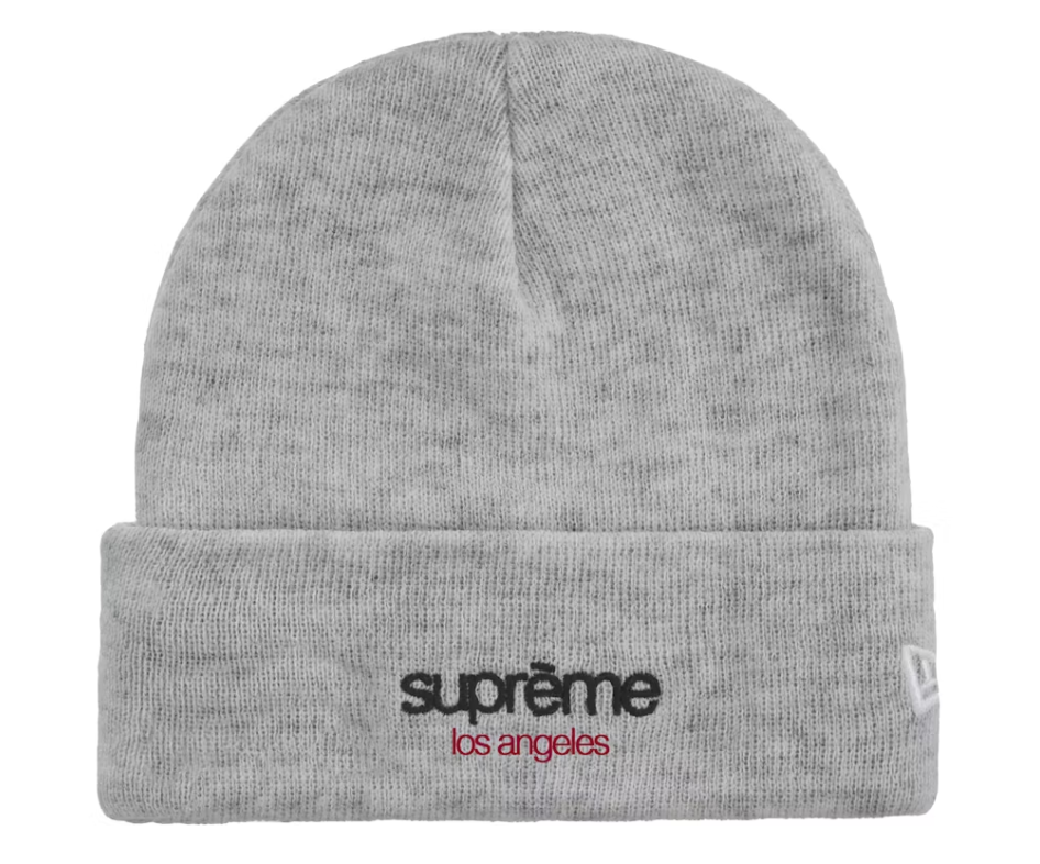 Supreme New Era Classic Logo Shop Beanie Heather Grey