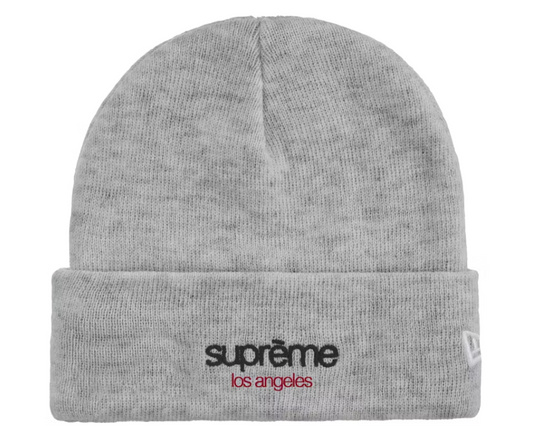 Supreme New Era Classic Logo Shop Beanie Heather Grey