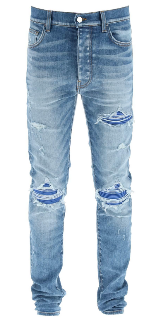 Amiri MX1 Blue Suede Patch Jeans Indigo