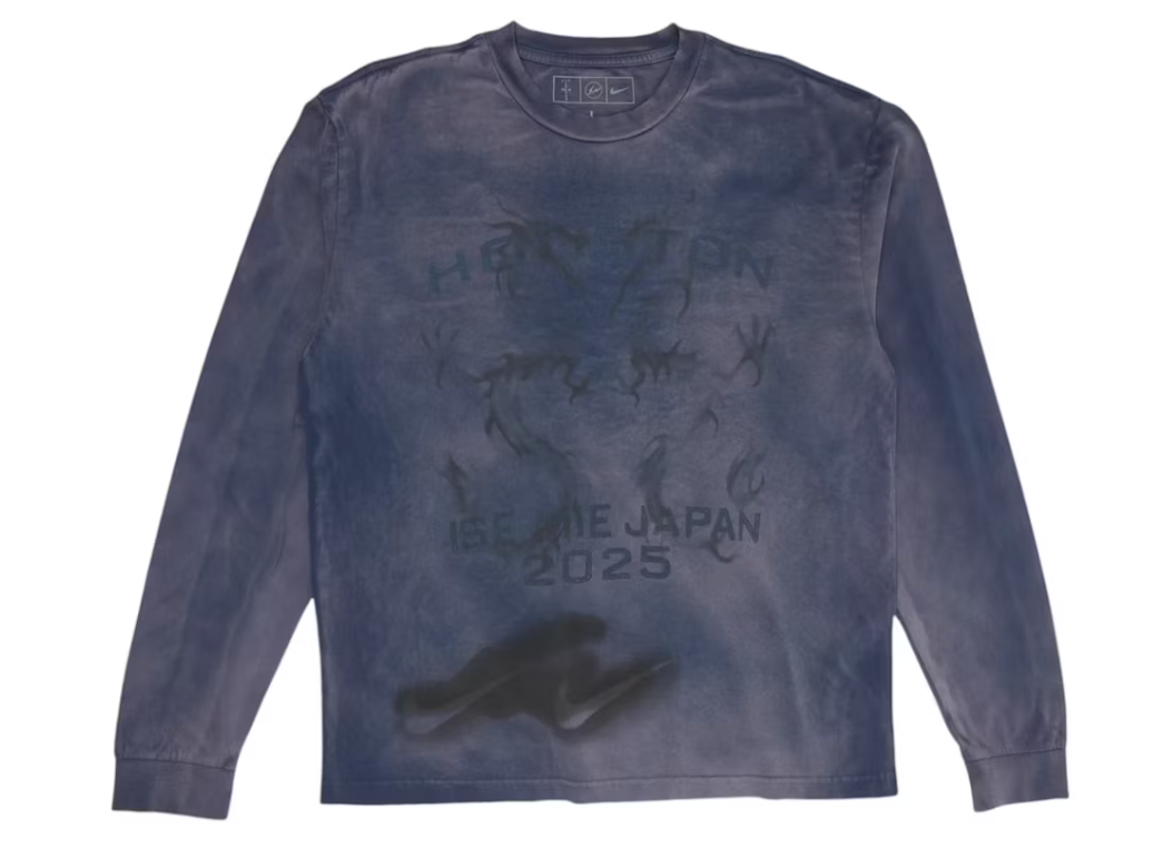 Travis Scott Cactus Jack x Fragment x Nike Houston To Ise Mie Longsleeve Washed Blue