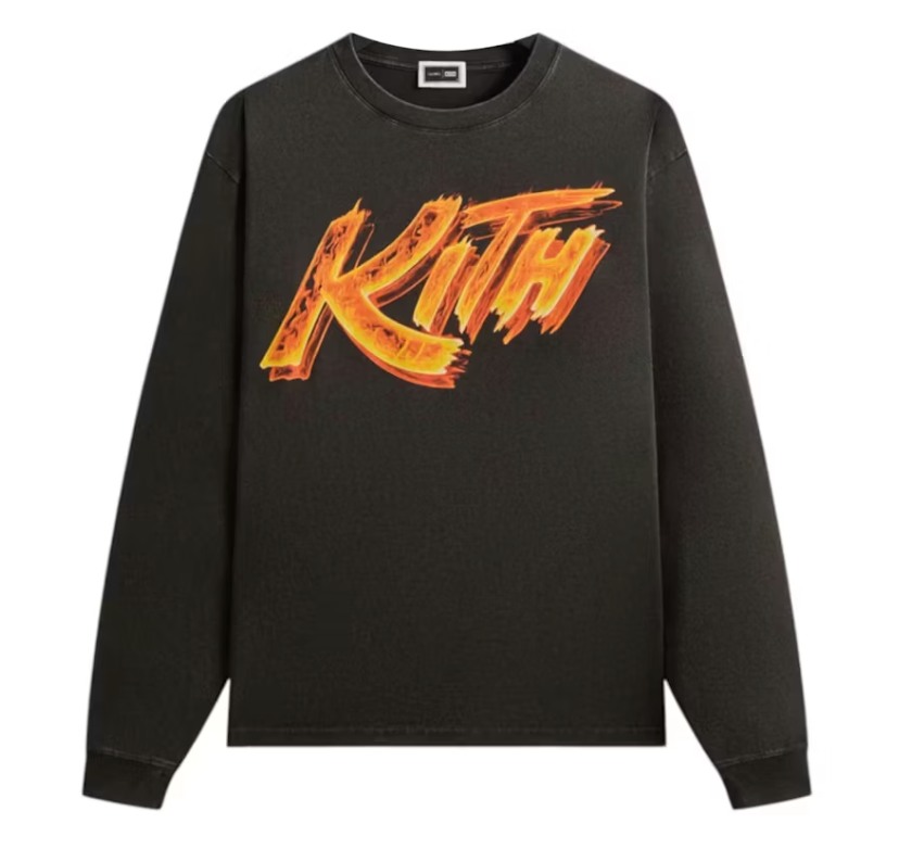 Kith x Capcom Street Fighter Flame Vintage Long Sleeve Tee Black