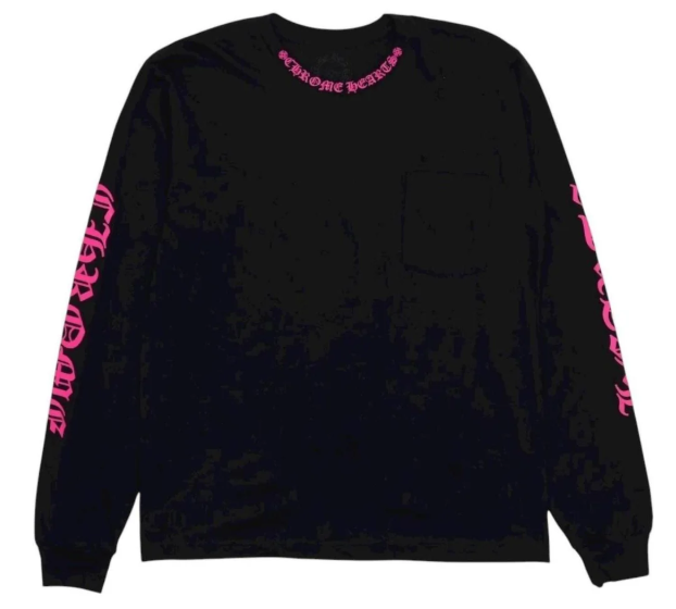 Chrome Hearts Long Sleeve Pocket Crew Hot Pink/Black