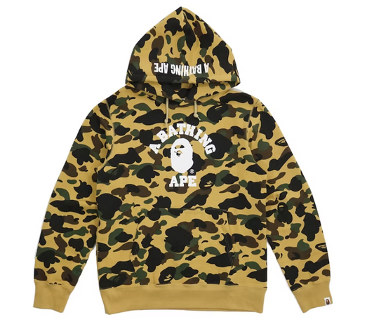 BAPE 1st Camo College Logo Pullover Hoodie Yellow