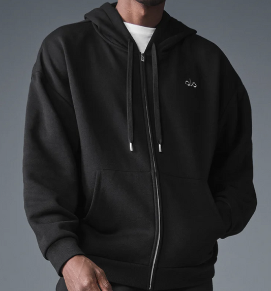 Alo Accolade Full Zip Hoodie & Sweatpant Black Set