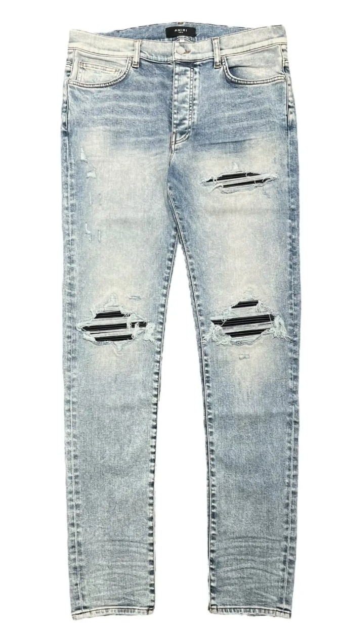 Amiri MX1 Black Suede Clay Indigo Jeans