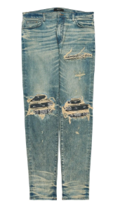 Amiri MX1 Charcoal Bandana Patch Jeans Dirty Indigo