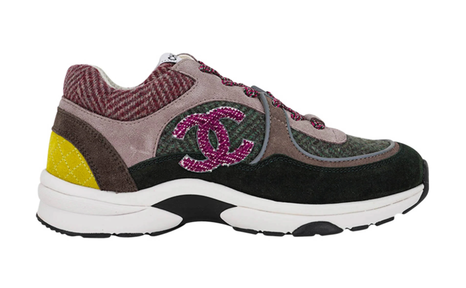 Chanel Tricolor Tweed Suede CC Low-Top Sneaker