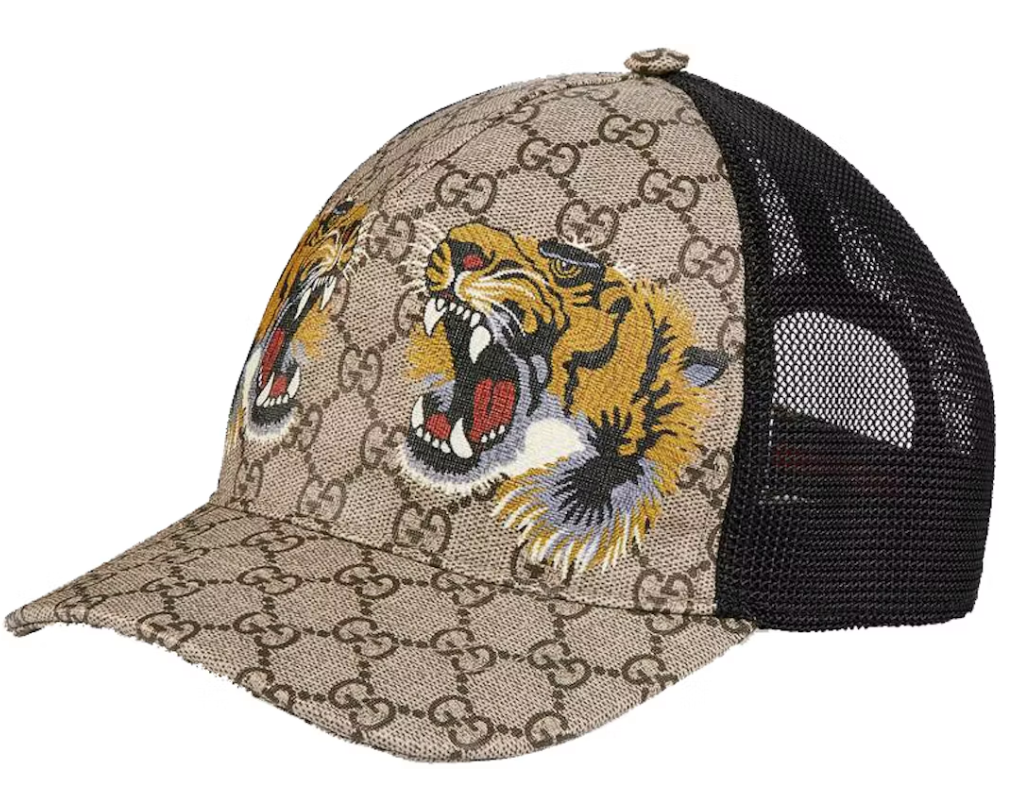 Gucci Tigers Print GG Supreme Baseball Hat Beige/Brown