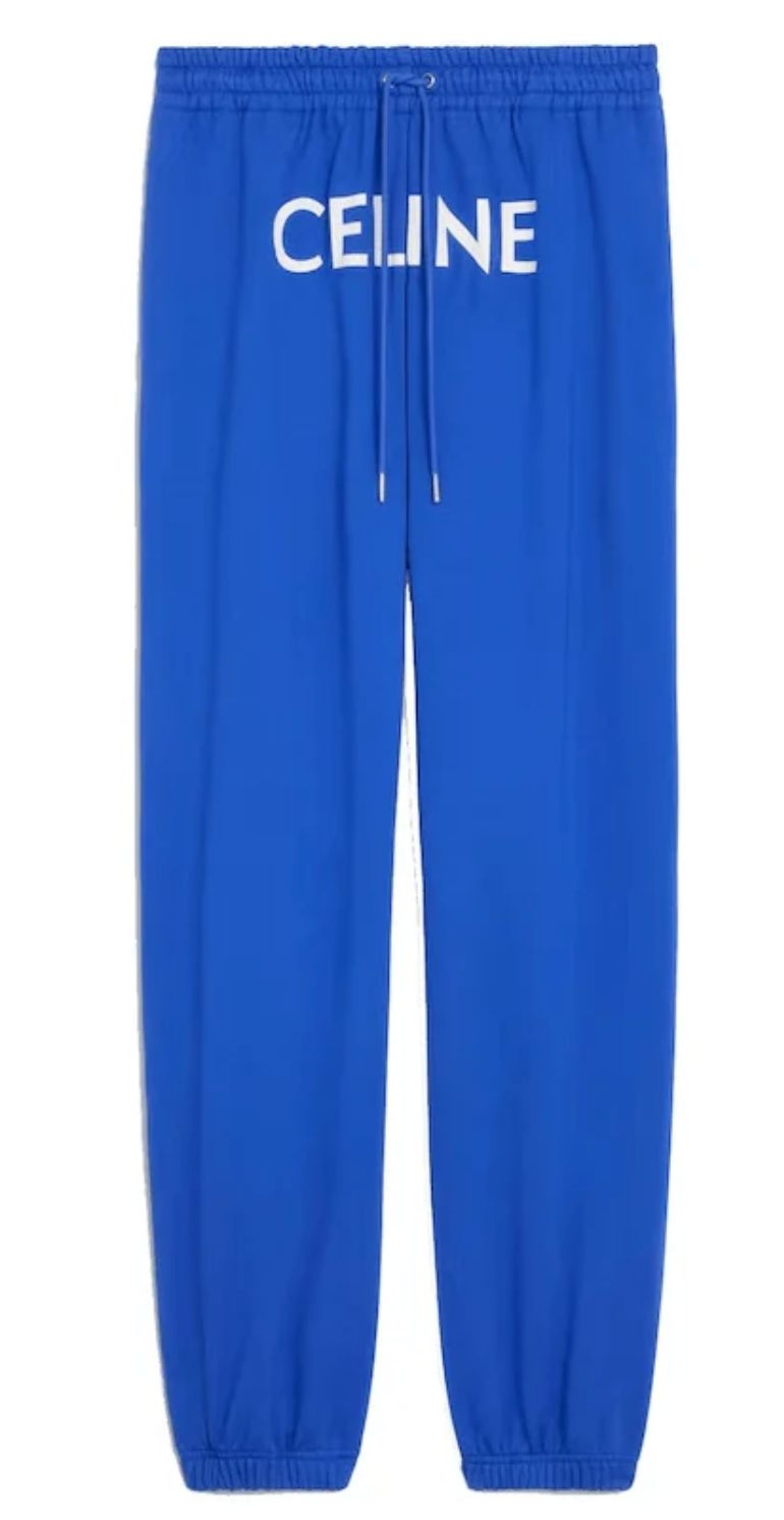 Celine Logo Sweatpants Pants Royal Blue Off White
