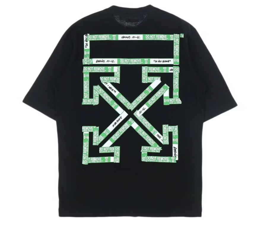 OFF-WHITE Tape Arrows PKT Skate T-Shirt Black/Green Fluo