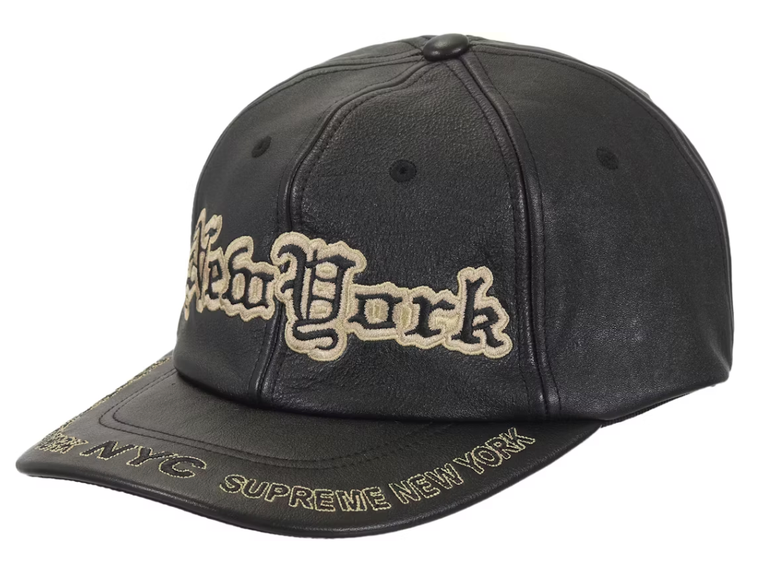 Supreme New York Leather 6-Panel Black