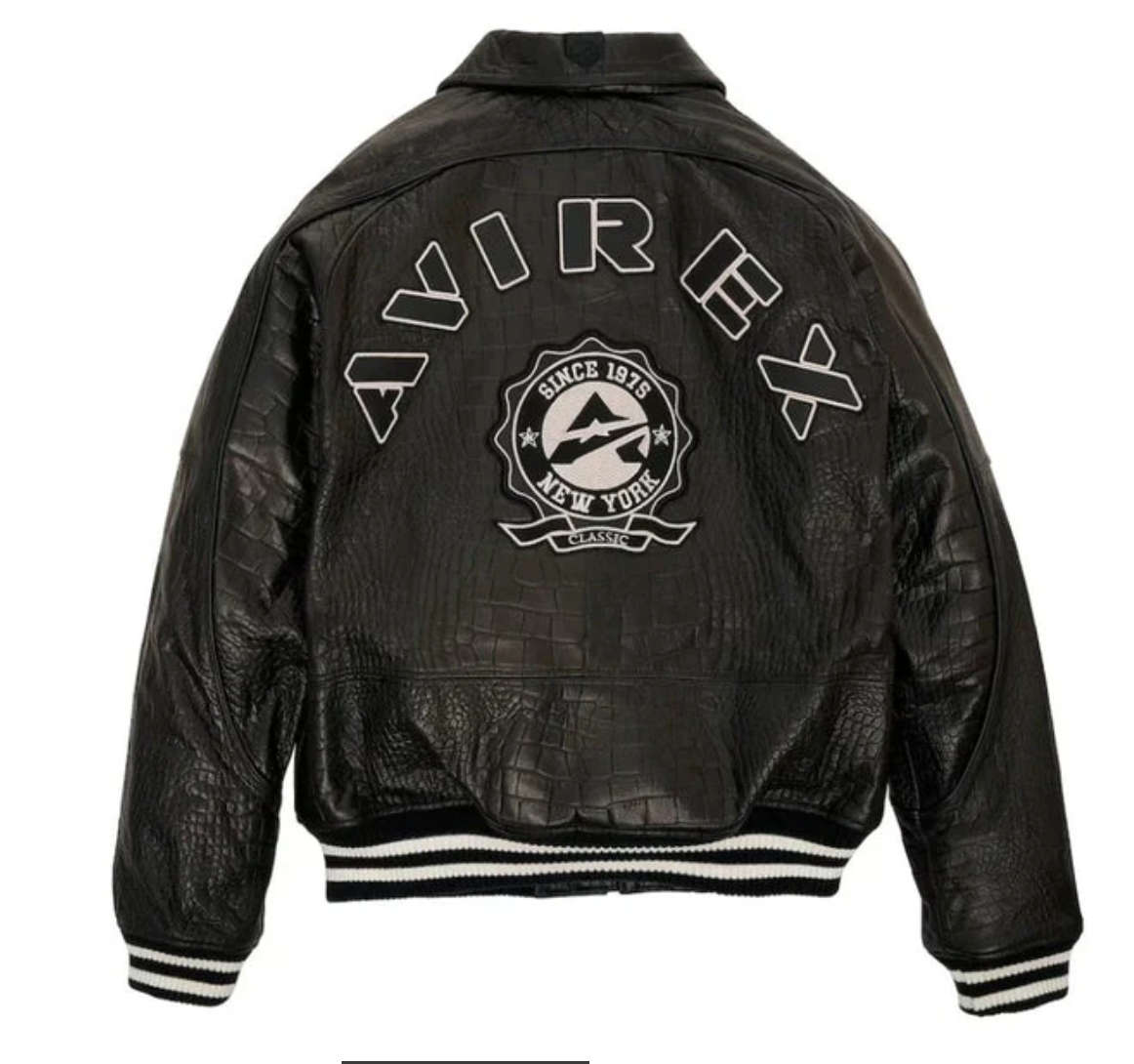 Avirex Croc Embossed Classic Jacket Black