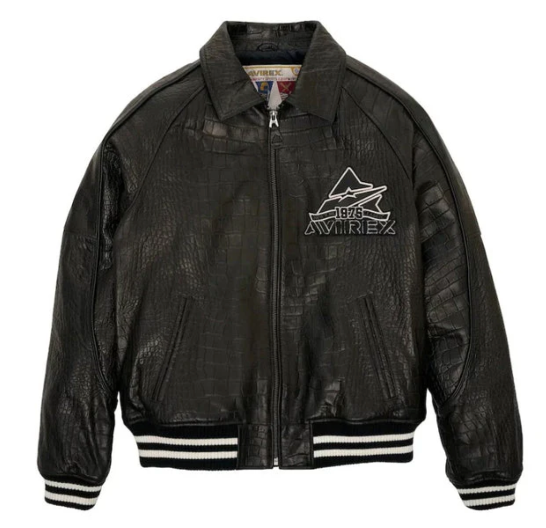 Avirex Croc Embossed Classic Jacket Black